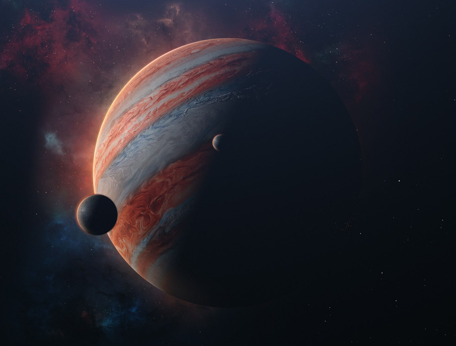 Photo by Javier Miranda an artist's rendering of a planet with two planets in the background
